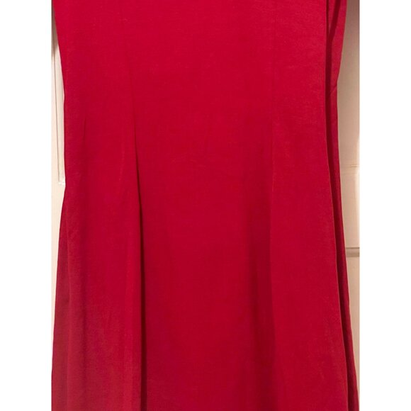 Ann Taylor Size 6 Red Dress Body Con Hidden Side Zip Long Sleeves Foe wrap skirt - Picture 13 of 16